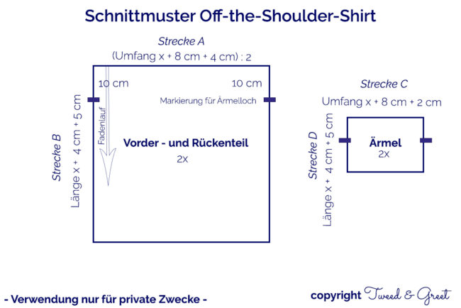 Schnittmuster Off the Shoulder Shirt by Tweed & Greet