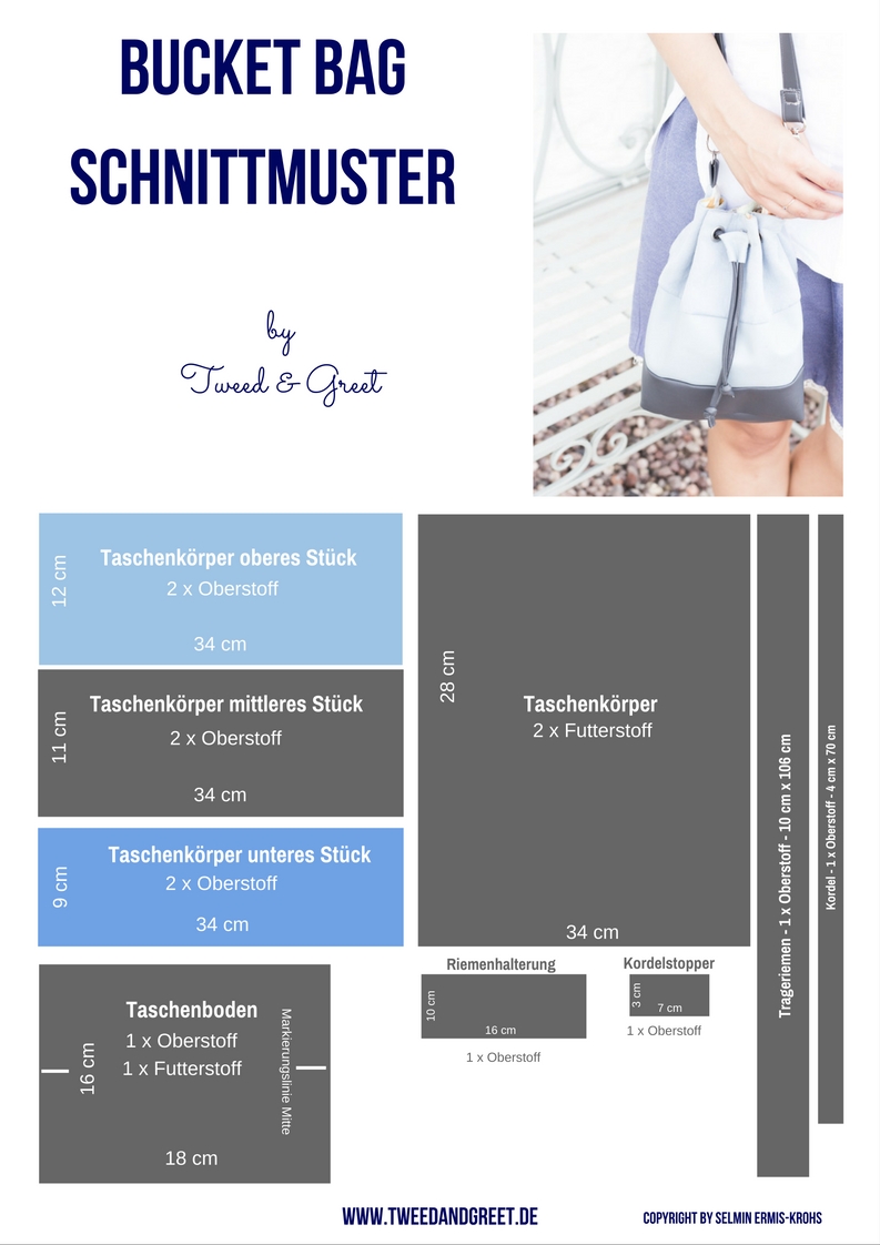 Anleitung Bucket Bag Schnittmuster - Tweed & Greet