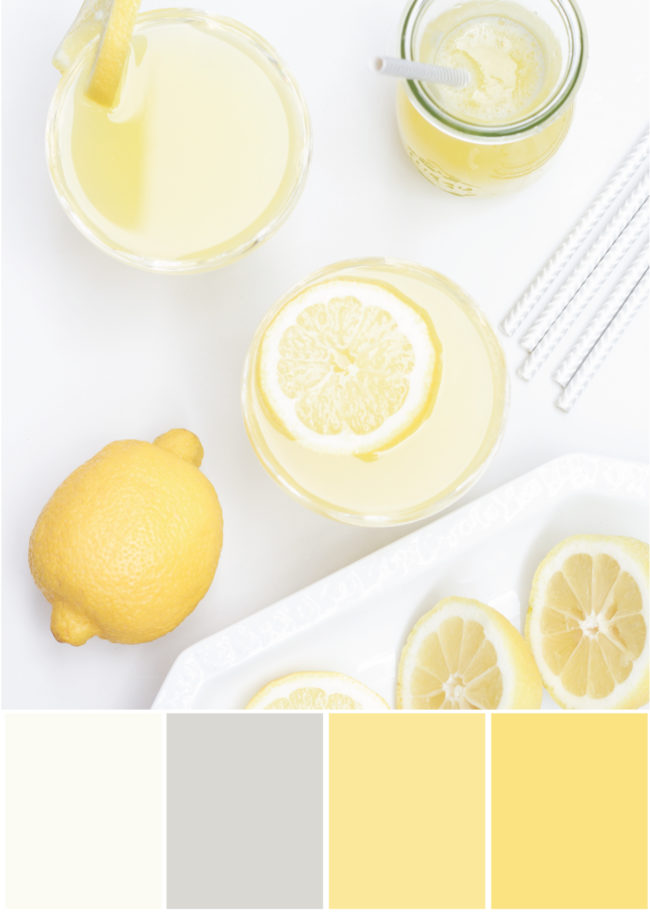 Farbpalette Kombination Weiß, Gelb, Grau - Tweed & Greet