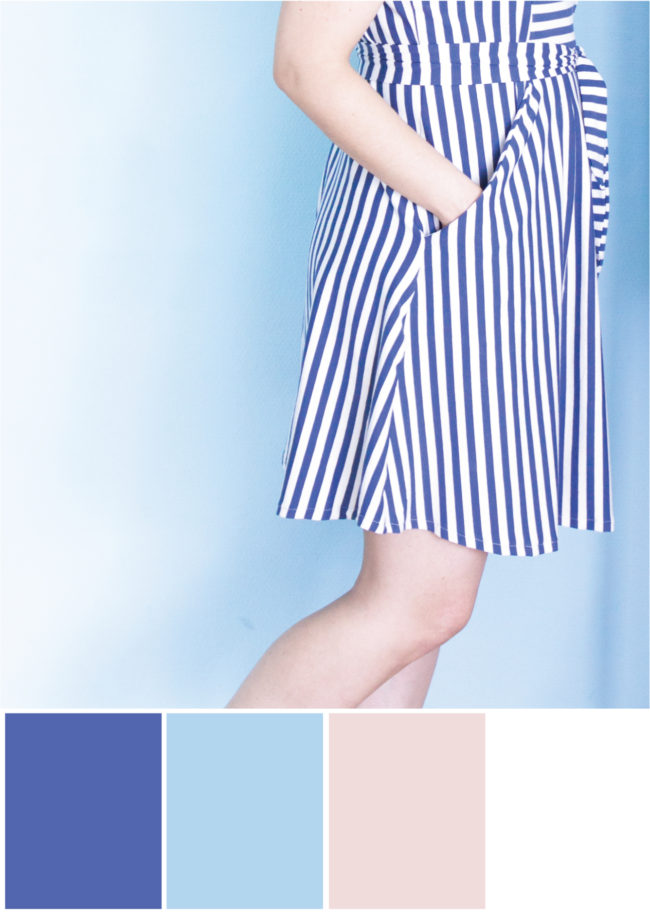 Farbpalette Farbkombination - Blau Weiß Nude - Tweed & Greet