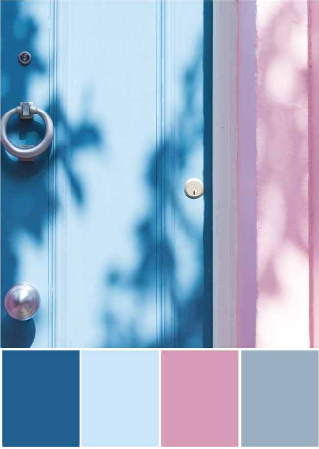 Farbpalette Farbkombination- Blau Rosa -Tweed & Greet