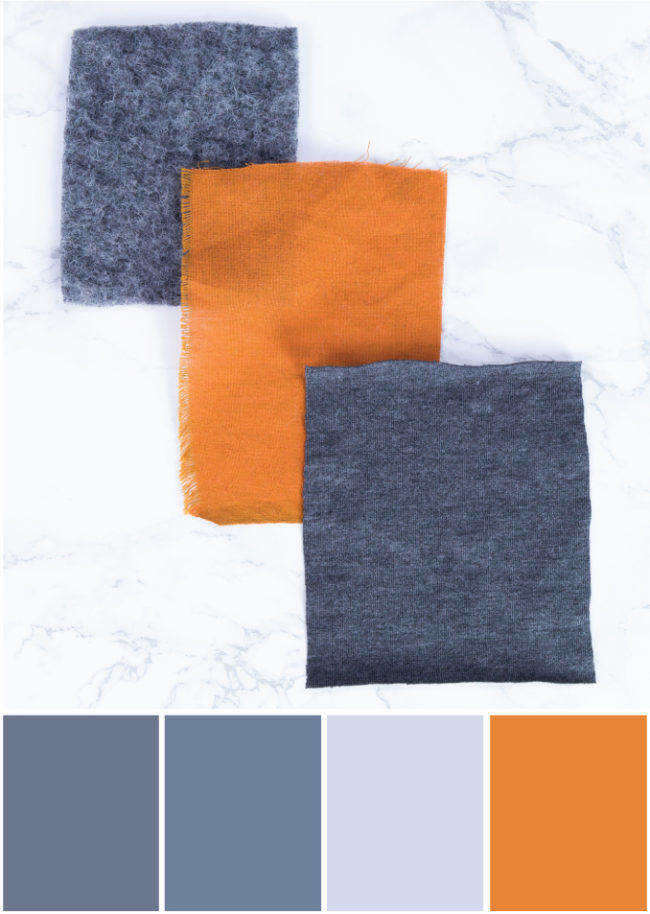 Farbpalette Grau - orange -Tweed & Greet